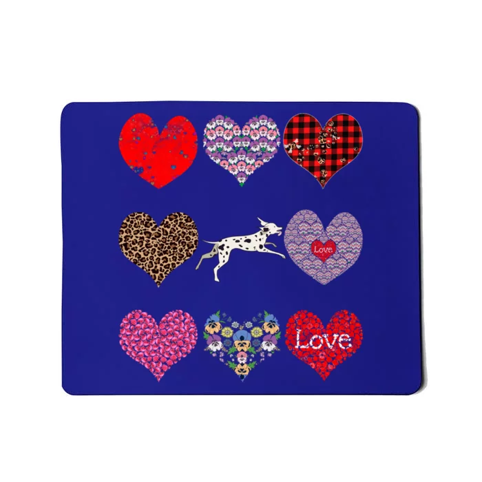 Cute Dalmatian Funny Dog Mom Hearts Pattern Valentines Day Gift Mousepad