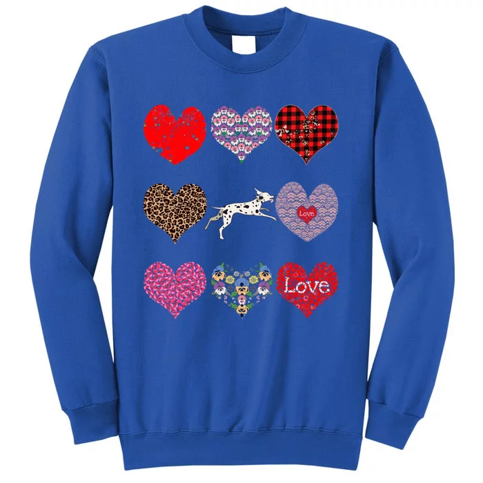 Cute Dalmatian Funny Dog Mom Hearts Pattern Valentines Day Gift Tall Sweatshirt