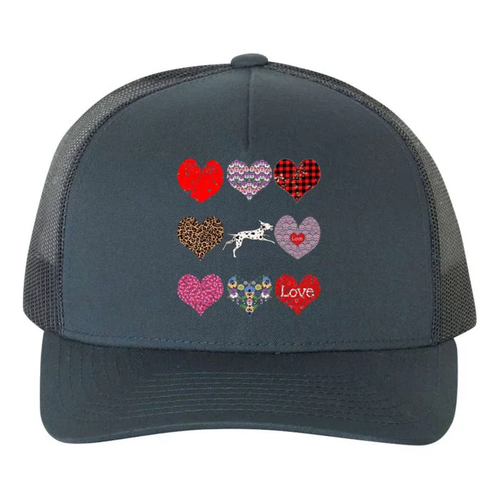 Cute Dalmatian Funny Dog Mom Hearts Pattern Valentines Day Gift Yupoong Adult 5-Panel Trucker Hat