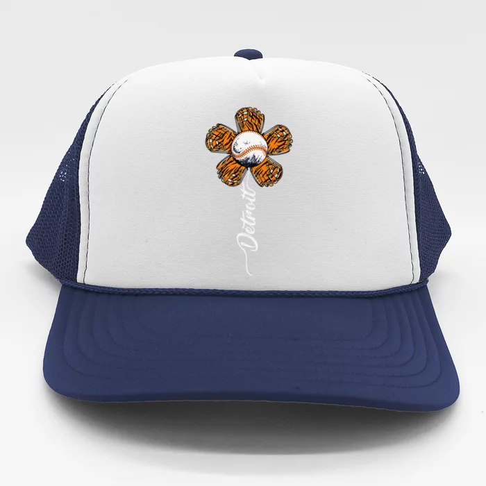 Cute Detroit Flower Souvenir I Love Detroit Trucker Hat