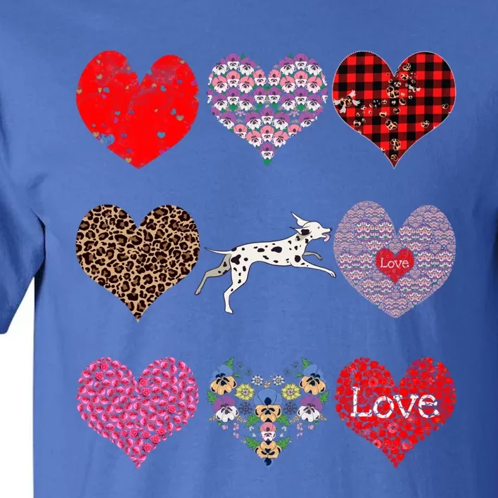 Cute Dalmatian Funny Dog Mom Hearts Pattern Valentines Day Gift Tall T-Shirt