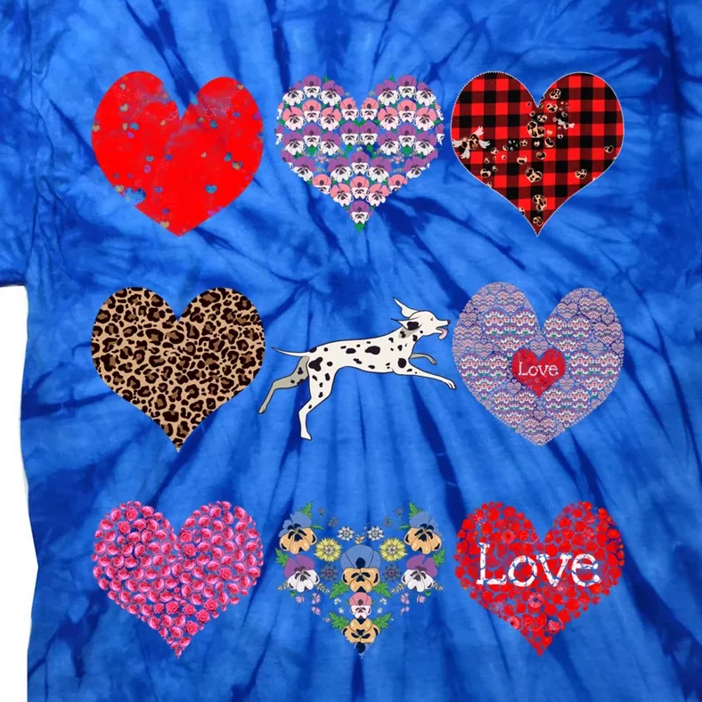 Cute Dalmatian Funny Dog Mom Hearts Pattern Valentines Day Gift Tie-Dye T-Shirt