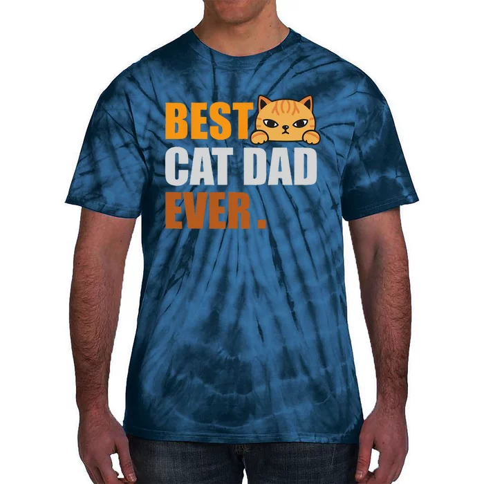 CAT DAD Fathers Day Kitty Daddy Papa Christmas Tie-Dye T-Shirt