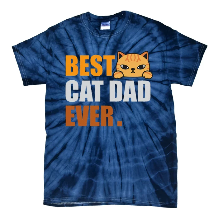 CAT DAD Fathers Day Kitty Daddy Papa Christmas Tie-Dye T-Shirt