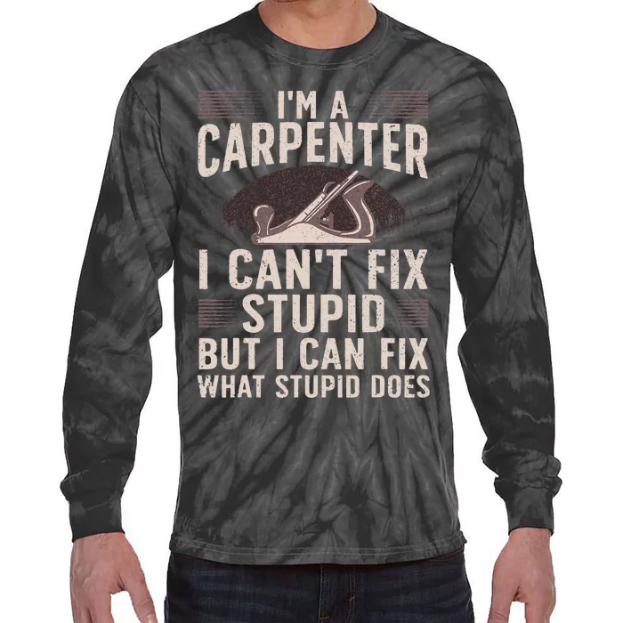 Carpentry Design For Carpenter Woodworking Tie-Dye Long Sleeve Shirt