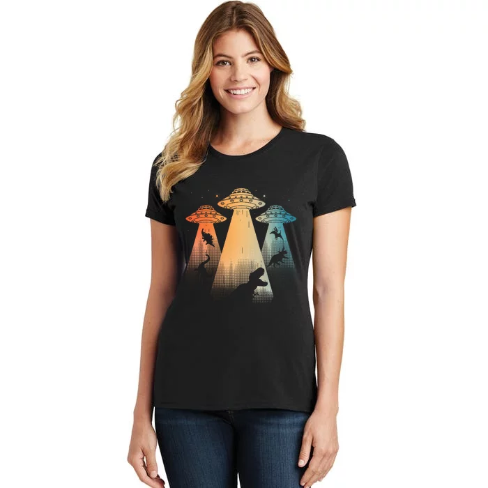 Cool Dinosaur For Women Ufo Alien Abduction Dinosaur Women's T-Shirt