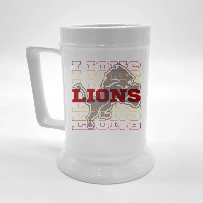 Cool Detroit Football Lions Front & Back Beer Stein