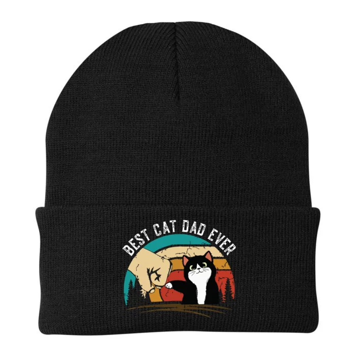 Cat Dad Fathers Day Cat Daddy Vintage Best Cat Dad Ever Knit Cap Winter Beanie