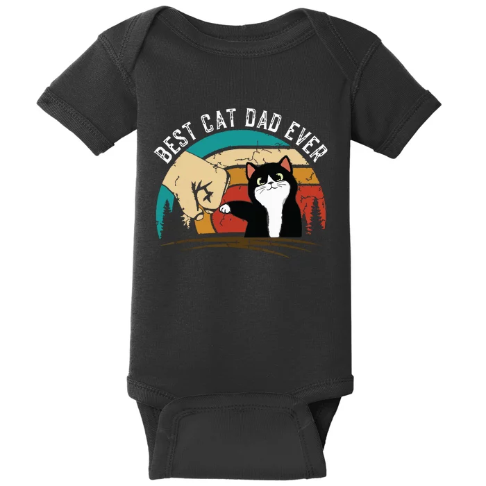 Cat Dad Fathers Day Cat Daddy Vintage Best Cat Dad Ever Baby Bodysuit