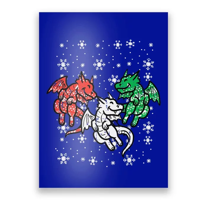 Christmas Dragons Funny Mythical Animal Funny Funny Poster