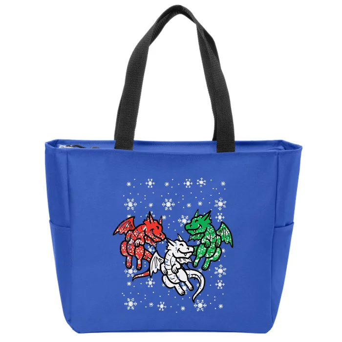 Christmas Dragons Funny Mythical Animal Funny Funny Zip Tote Bag