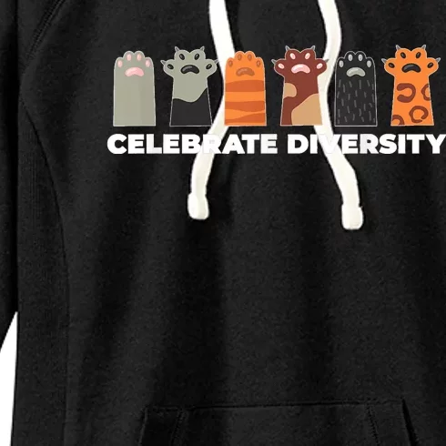 Celebrate Diversity Funny Cat Owner Gift For Cat Lover Paws Women's Fleece Hoodie