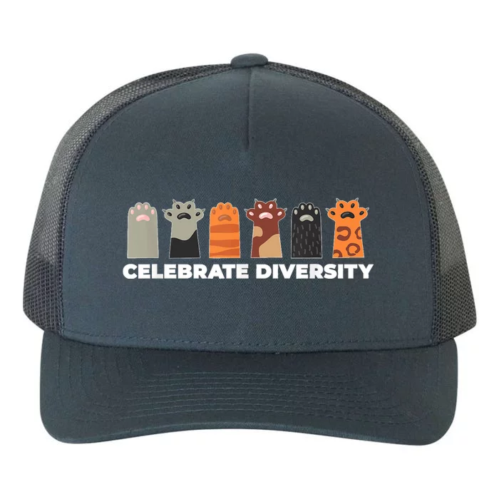 Celebrate Diversity Funny Cat Owner Gift For Cat Lover Paws Yupoong Adult 5-Panel Trucker Hat