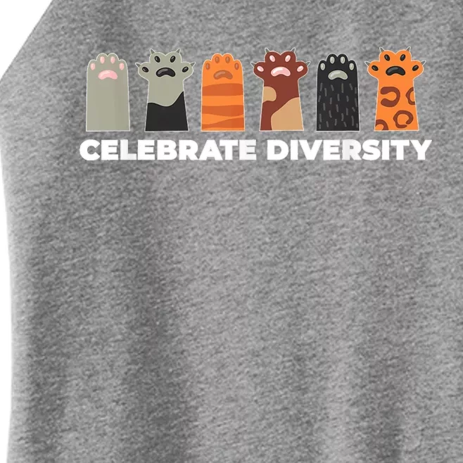 Celebrate Diversity Funny Cat Owner Gift For Cat Lover Paws Women’s Perfect Tri Rocker Tank