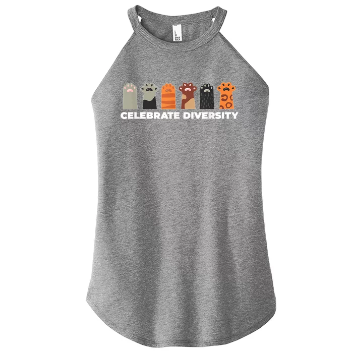 Celebrate Diversity Funny Cat Owner Gift For Cat Lover Paws Women’s Perfect Tri Rocker Tank