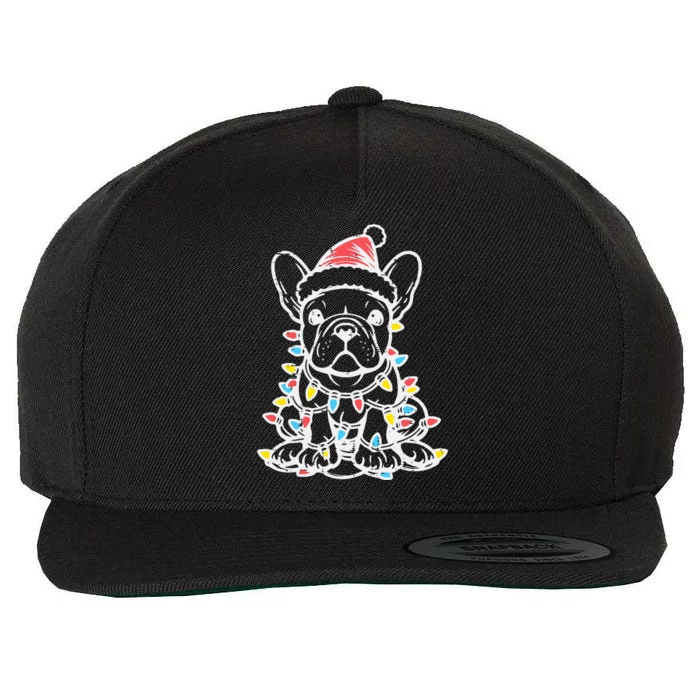 Christmas Dog French Bulldog Xmas Frenchie Wool Snapback Cap