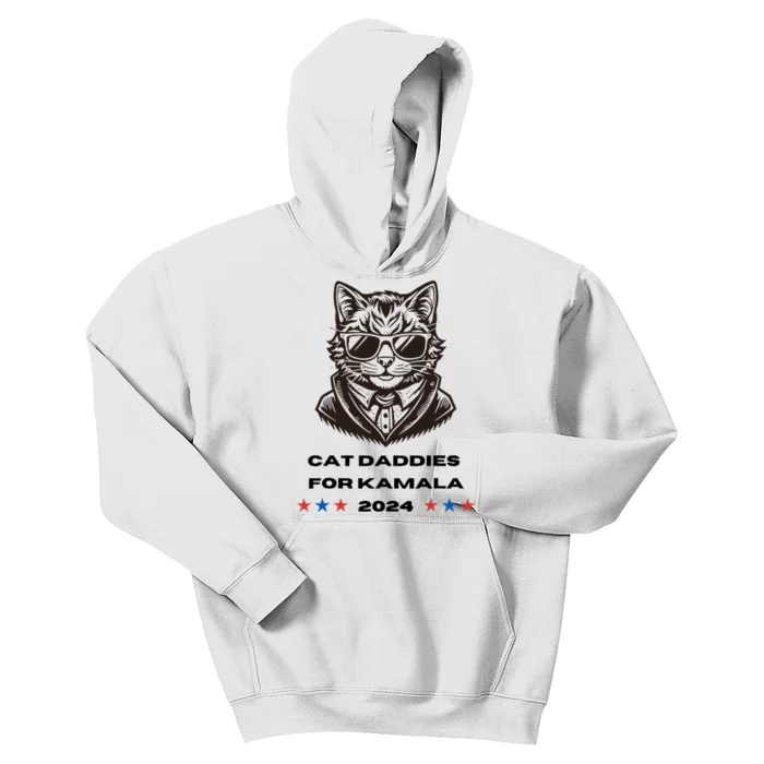 Cat Daddies For Kamala Funny Cat Dad Vote Election 2024 Kids Hoodie