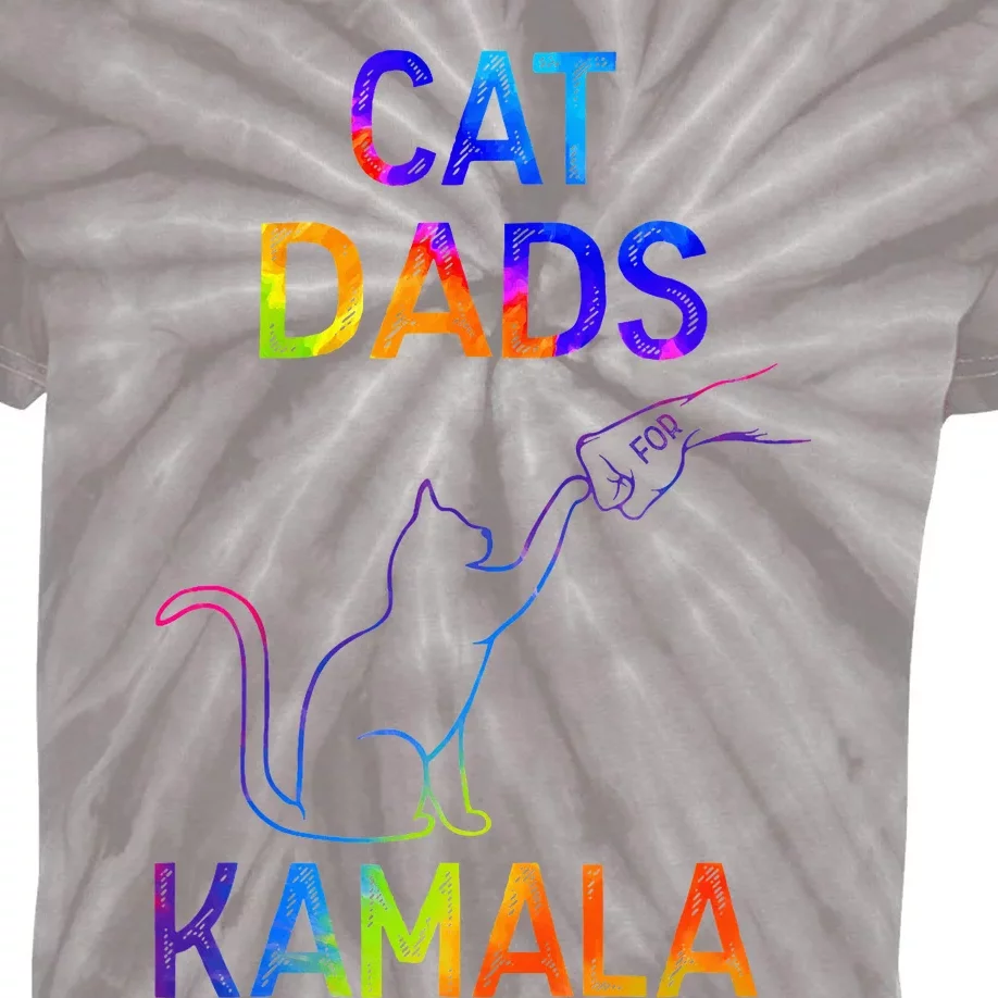 Cat Dads For Kamala Tiedye Harris Madam President 47 Kids Tie-Dye T-Shirt