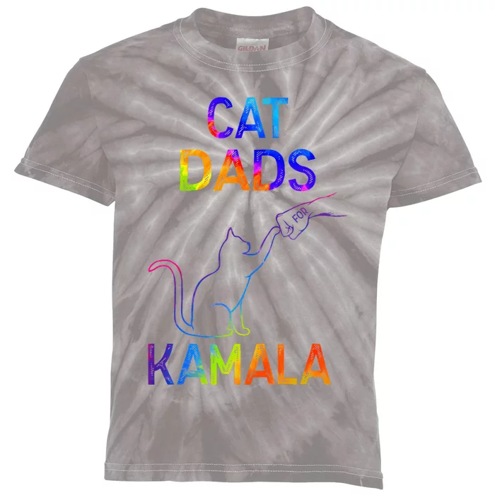 Cat Dads For Kamala Tiedye Harris Madam President 47 Kids Tie-Dye T-Shirt