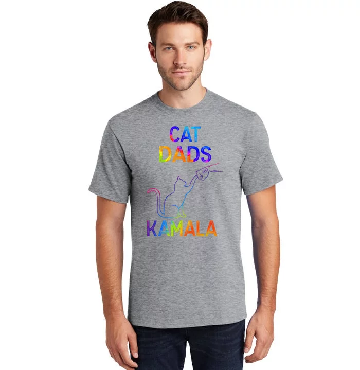 Cat Dads For Kamala Tiedye Harris Madam President 47 Tall T-Shirt