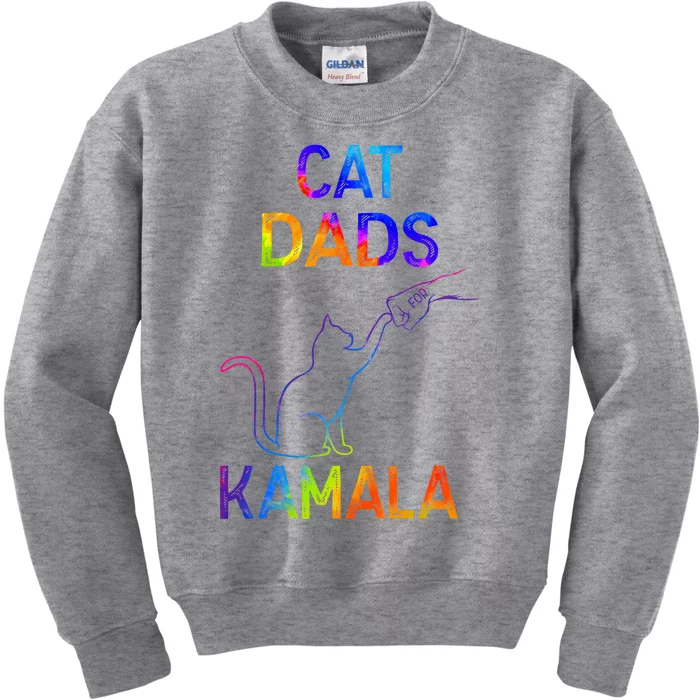 Cat Dads For Kamala Tiedye Harris Madam President 47 Kids Sweatshirt