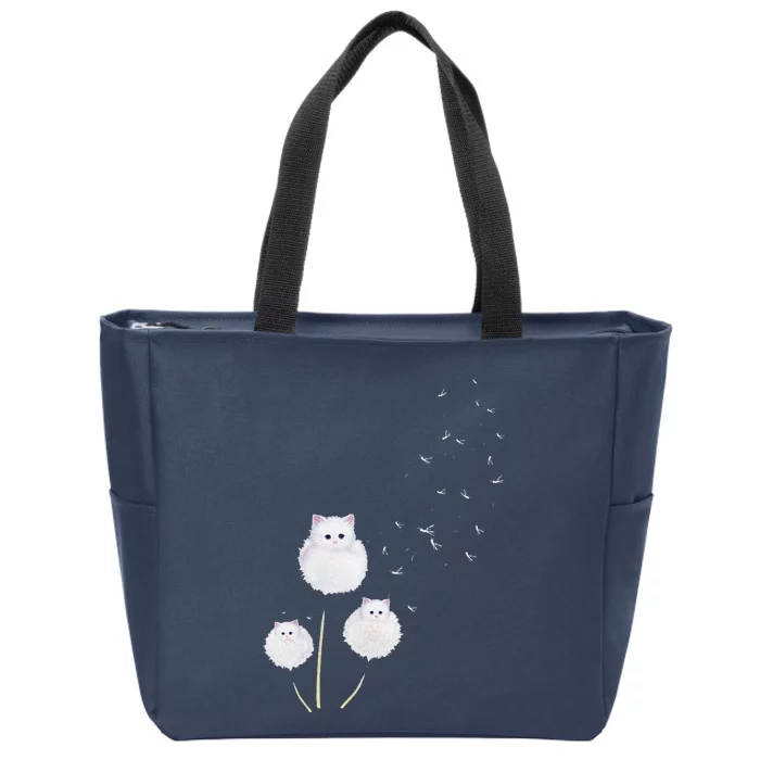 Cat Dandelion Flower Cat Lover Gifts Zip Tote Bag