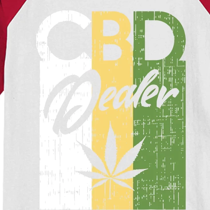 CBD Dealer For Budtenders Marijuana Happy 420 Weed Lover Kids Colorblock Raglan Jersey