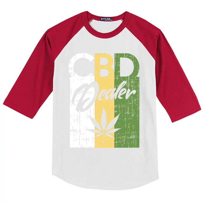 CBD Dealer For Budtenders Marijuana Happy 420 Weed Lover Kids Colorblock Raglan Jersey