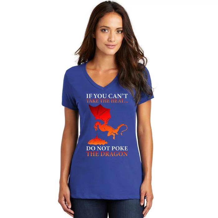 Cool Dragon Flamespewing Flying Mythical Creature Women's V-Neck T-Shirt