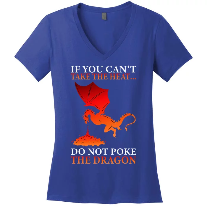 Cool Dragon Flamespewing Flying Mythical Creature Women's V-Neck T-Shirt