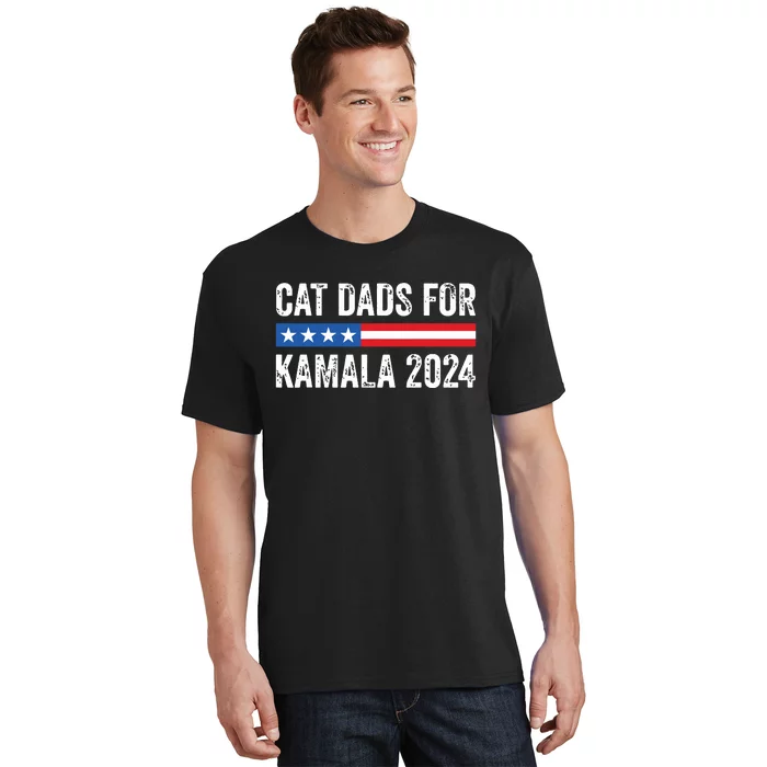 Cat Dads For Kamala Funny Cat Owner 2024 President Kamala T-Shirt