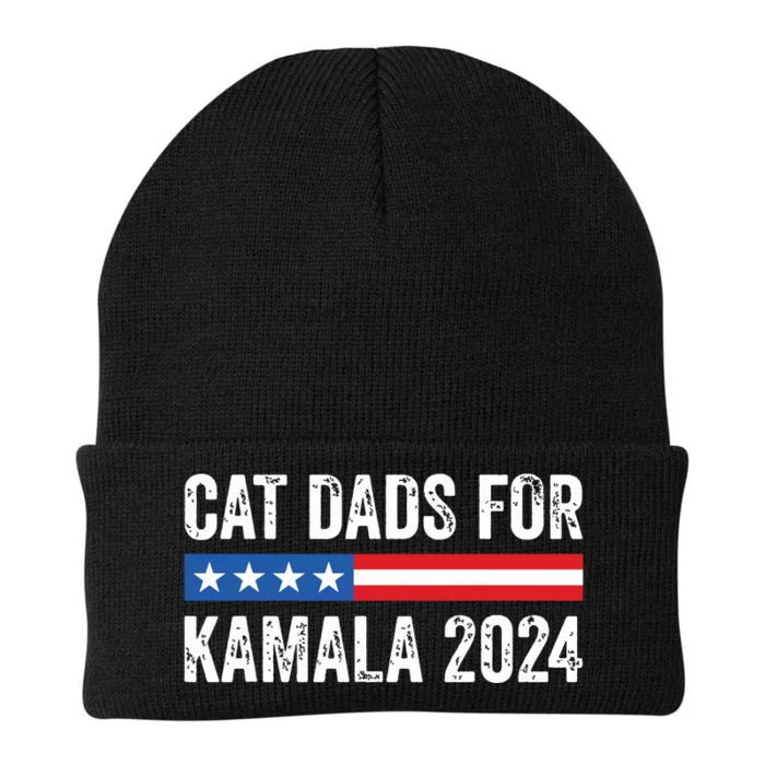 Cat Dads For Kamala Funny Cat Owner 2024 President Kamala Knit Cap Winter Beanie