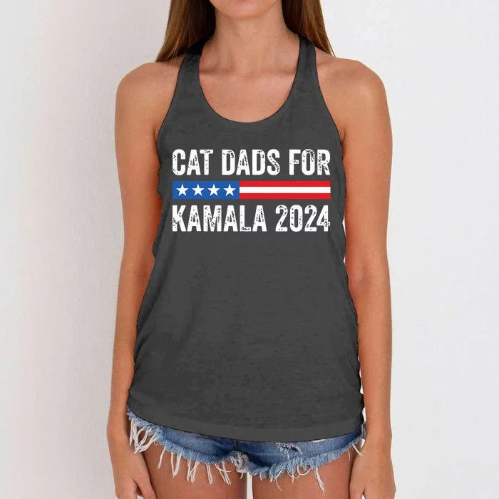 Cat Dads For Kamala Funny Cat Owner 2024 President Kamala Women's Knotted Racerback Tank