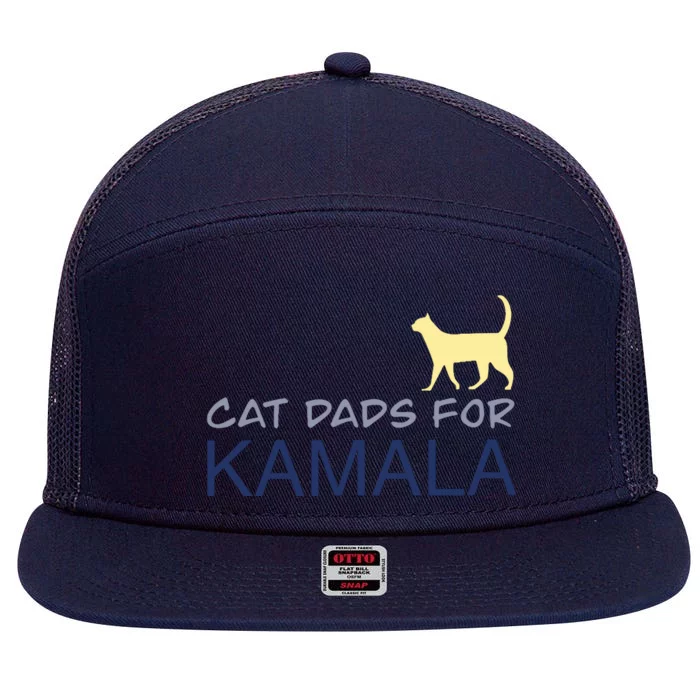 Cat Dads For Kamala Harris For President 2024 7 Panel Mesh Trucker Snapback Hat