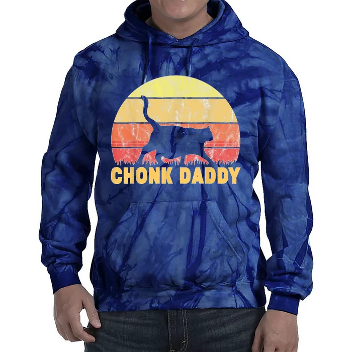 Chonk Daddy Fat Cat Dad Lover Meme Gifts Tie Dye Hoodie