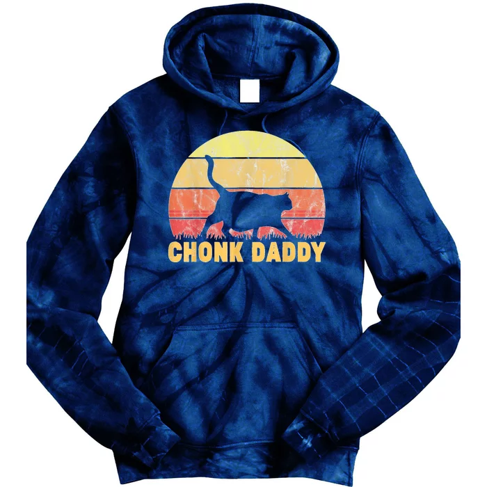 Chonk Daddy Fat Cat Dad Lover Meme Gifts Tie Dye Hoodie