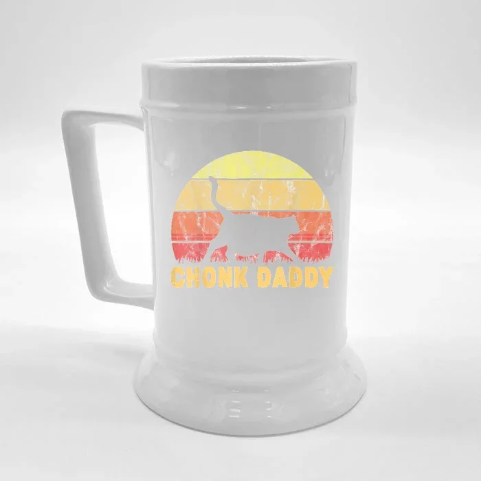 Chonk Daddy Fat Cat Dad Lover Meme Gifts Front & Back Beer Stein