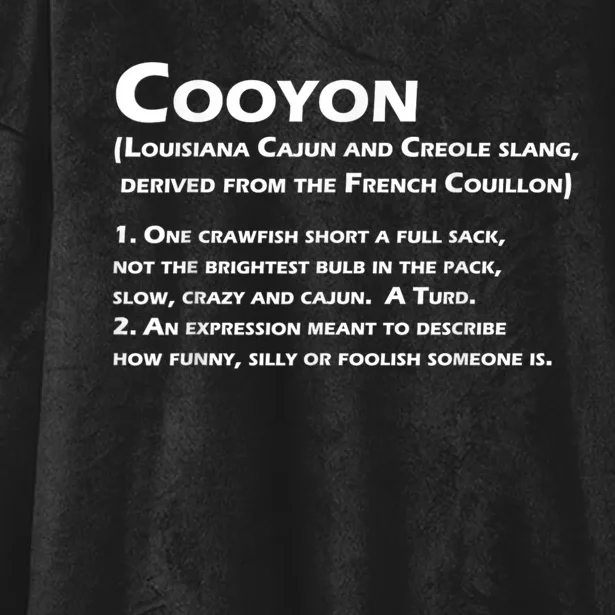 Cooyon Definition Funny Cajun Creole Coonass Hooded Wearable Blanket