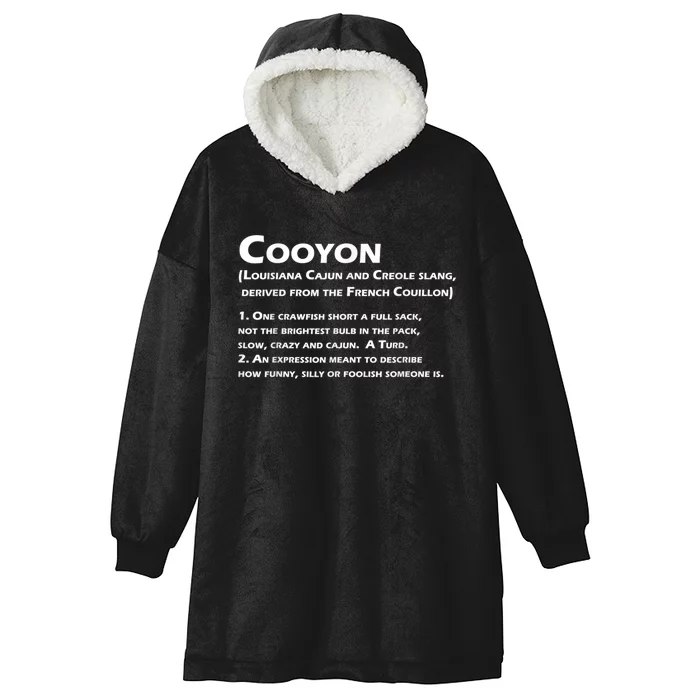 Cooyon Definition Funny Cajun Creole Coonass Hooded Wearable Blanket