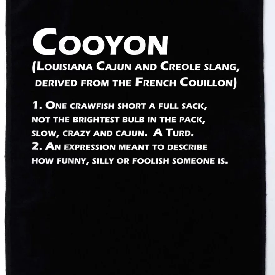 Cooyon Definition Funny Cajun Creole Coonass Platinum Collection Golf Towel