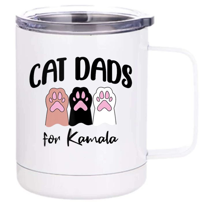 Cat Dads For Kamala Funny Political Front & Back 12oz Stainless Steel Tumbler Cup