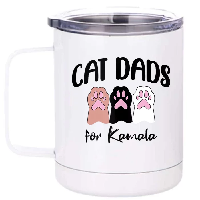 Cat Dads For Kamala Funny Political Front & Back 12oz Stainless Steel Tumbler Cup