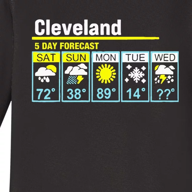 Cleveland5 Day Forecast Funny Apparel Baby Long Sleeve Bodysuit