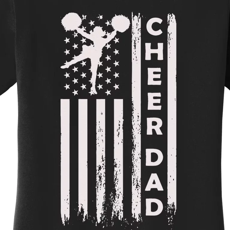 Cheerleader Dad Funny Cheer Dad American US Flag Father Team Women's T-Shirt