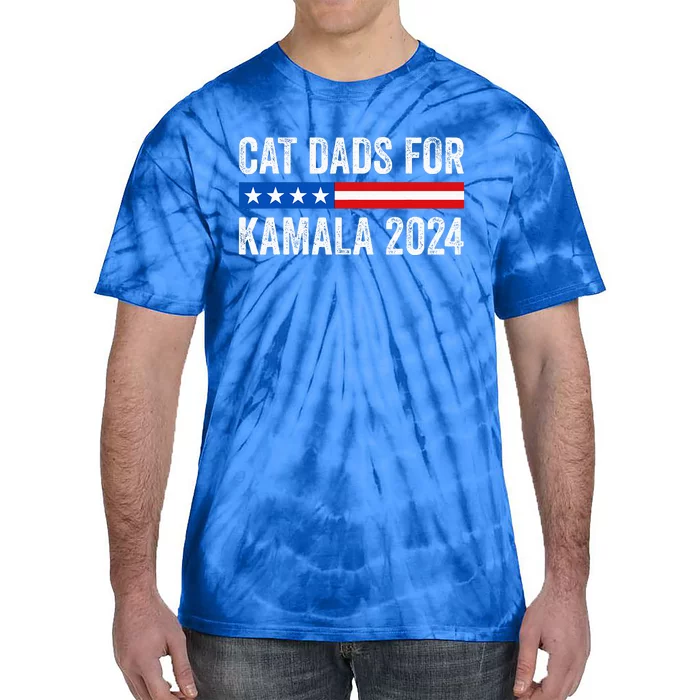 Cat Dads For Kamala Funny Cat Owner 2024 Tie-Dye T-Shirt