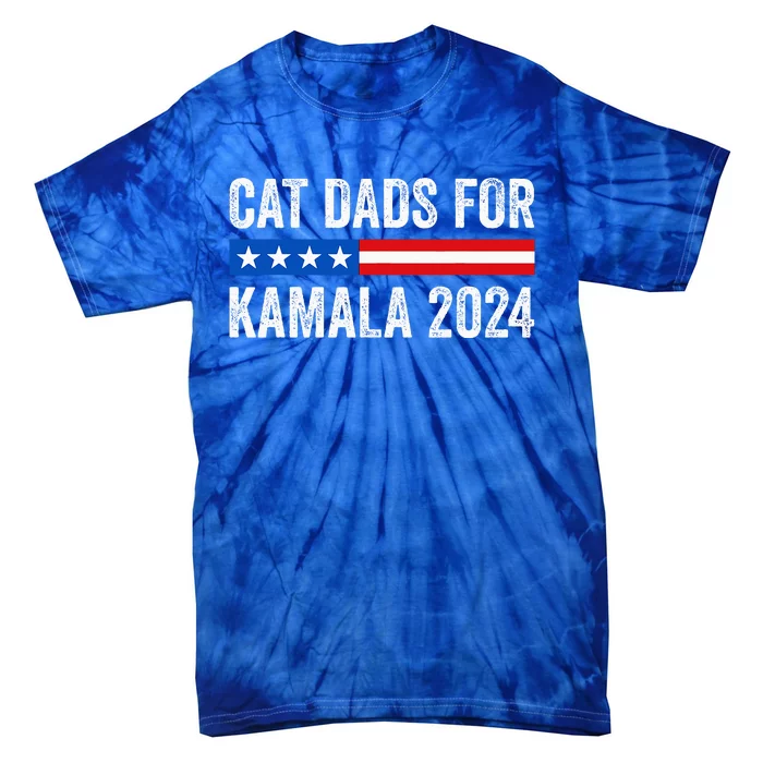 Cat Dads For Kamala Funny Cat Owner 2024 Tie-Dye T-Shirt