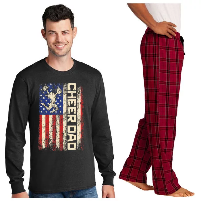 Cheerleader Dad Funny Cheer Dad American Us Flag Long Sleeve Pajama Set