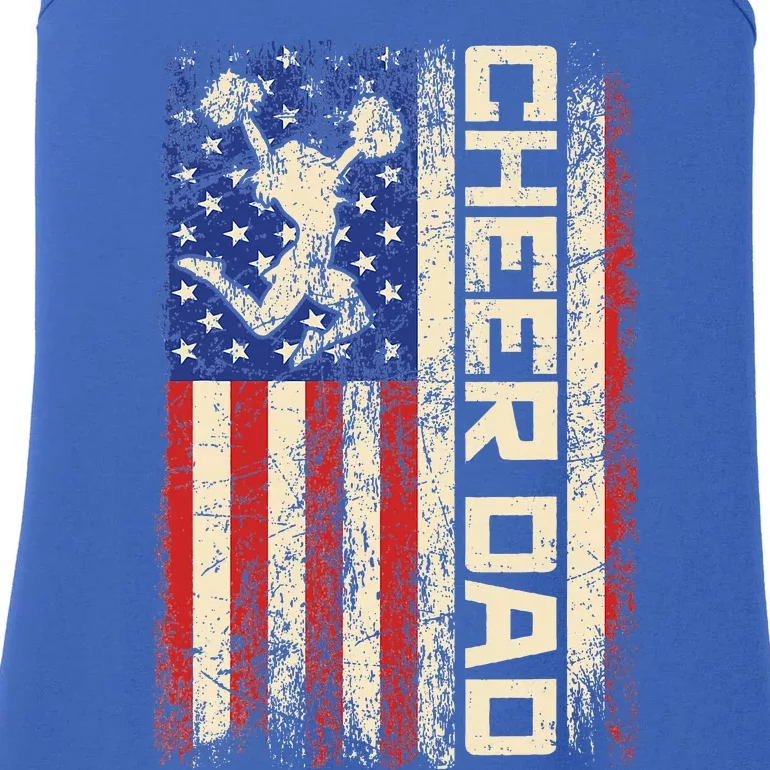 Cheerleader Dad Funny Cheer Dad American Us Flag Ladies Essential Tank