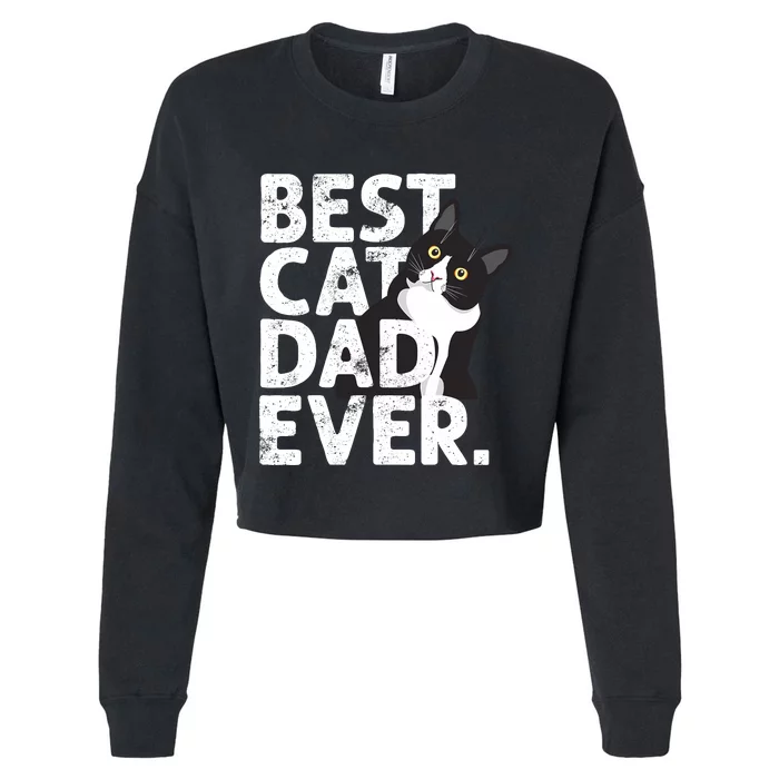 Cat Daddy Father Gift Best Cat Dad Ever Cropped Pullover Crew