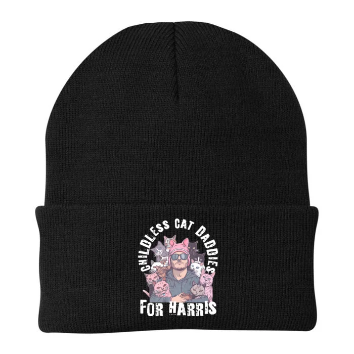 Cat Daddies For Harris Vote Hat Feminist Cat Dad Knit Cap Winter Beanie